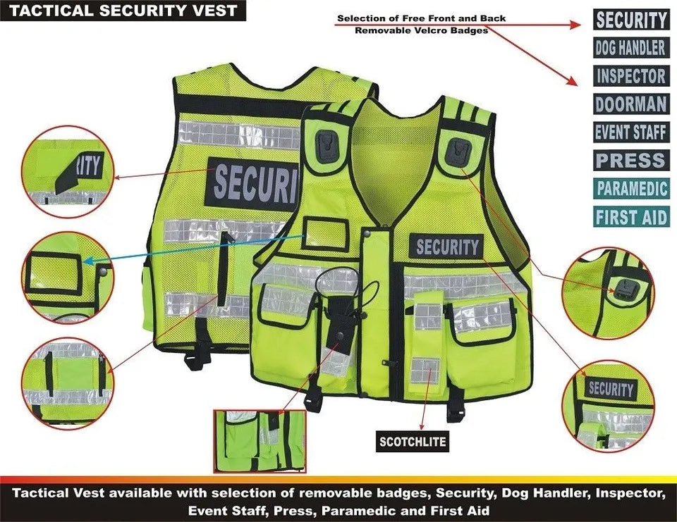 Hi Viz Orange Tactical Vest Security Enforcement CCTV, Dog Handler, Press, Event